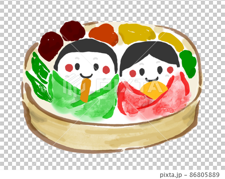 ひなまつりお弁当の手描き和風イラスト 86805889