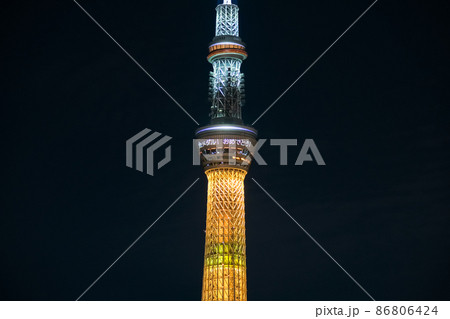 東京都 東京スカイツリー、北京2022冬季オリンピック金メダル獲得特別ライティング 86806424