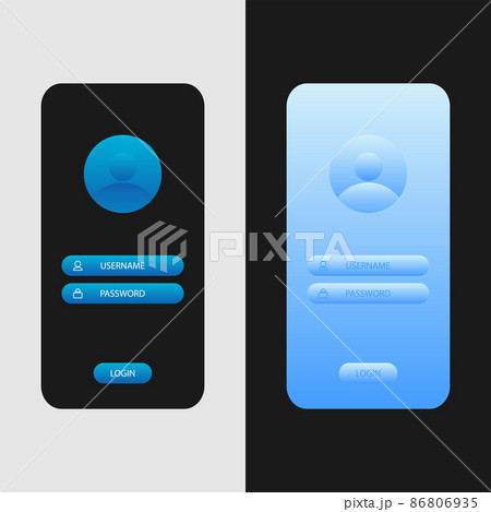 Blue and purple blank registration menu in the application or on the website in light and dark colors. 86806935