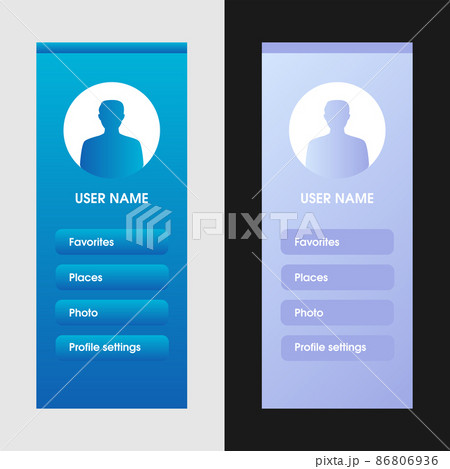 Blue and purple blank registration menu in the application or on the website in light and dark colors. 86806936