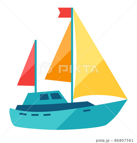 Illustration of sailboat or ship. Marine or nautical image for travel or trip. 86807561
