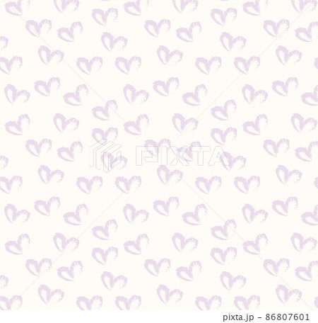 Seamless pattern of hand drawn hearts in pastel purple color on beige and neutral background 86807601