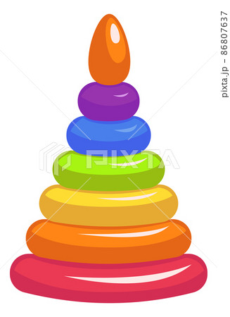 Pyramid toy icon. Round plastic puzzle for toddlers 86807637