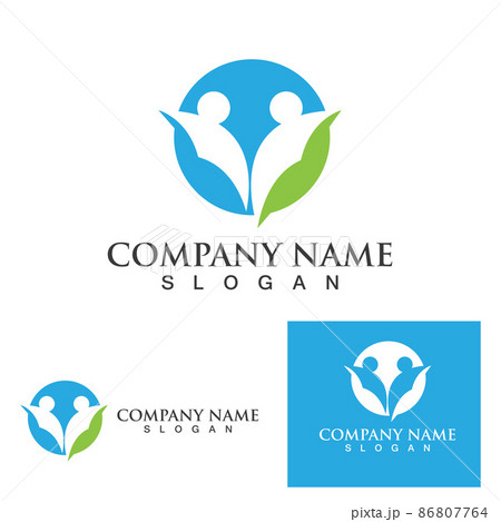 Health people leaf logo green vector imageのイラスト素材 [86807764] - PIXTA