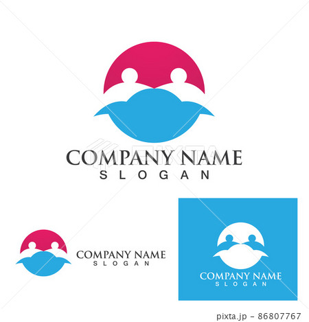Health people leaf logo green vector imageのイラスト素材 [86807767] - PIXTA