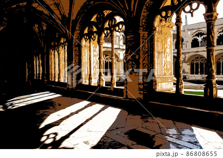 Image of arch of arches inside the building, sunny afternoon, Lisbon, Portugal Image of arch of arches inside the building, sunny afternoon, Lisbon, Portugal 86808655