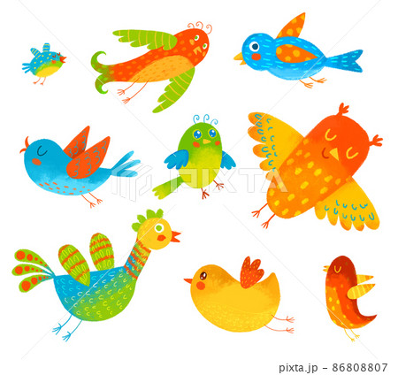 Funny colorful birdies 86808807