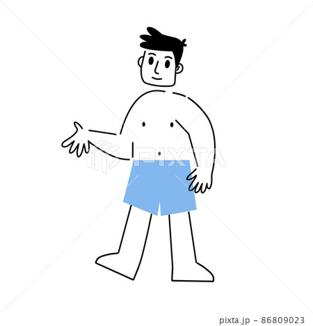 Shirtless Drawn Cartoon Boys: Matt in Swimming Trunks