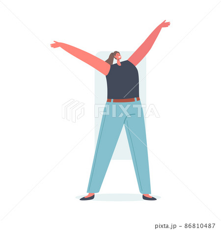 Woman with Rectangle Body Shape Rejoice with - Stock Illustration  [86810487] - PIXTA