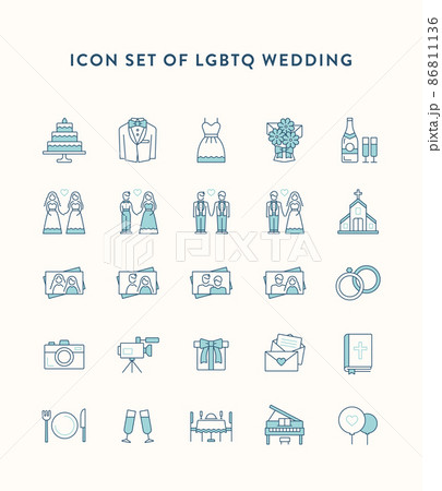 Set of icons of different types of modern wedding  86811136