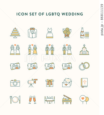 Set of icons of different types of modern wedding Set of icons of different types of modern wedding 86811139