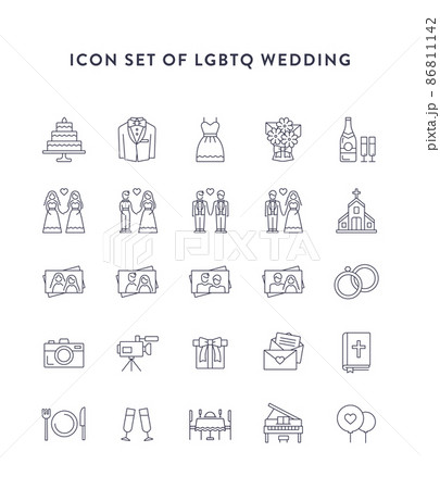 Set of icons of different types of modern wedding  86811142