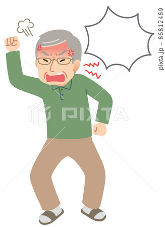 激怒する高齢者男性 86812469