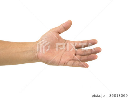 Male hand holding something isolated on a white background. Male hand holding something isolated on a white background. 86813069