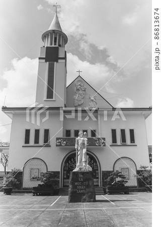 Black and white landscape photo film: Man Coi Tan Ha church Black and white landscape photo film: Man Coi Tan Ha church 86813674