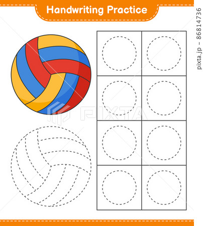 Handwriting practice. Tracing lines of Volleyball. Educational children game, printable worksheet, vector illustration Handwriting practice. Tracing lines of Volleyball. Educational children game, printable worksheet, vector illustration 86814736