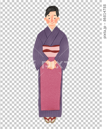 着物を着た旅館の女将さん　手描きイラスト 86814788