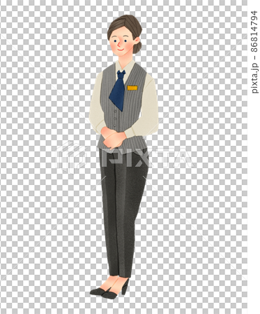 Hand-drawn illustration of a woman in uniform 86814794