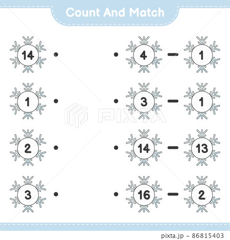 Count and match, count the number of Snowflake...のイラスト素材 [86815403] - PIXTA