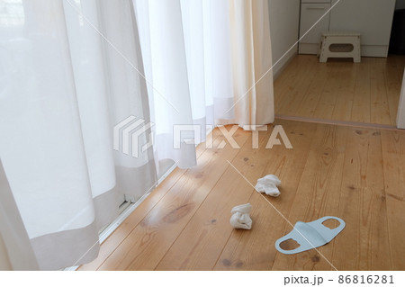 使用済みマスクと脱ぎ捨てられた靴下 使用済みマスクと脱ぎ捨てられた靴下 86816281