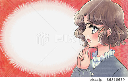 昭和の少女漫画イラスト・憤りを感じるお姉さんのバナー 昭和の少女漫画イラスト・憤りを感じるお姉さんのバナー 86816639