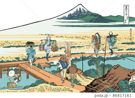 葛飾北斎イメージ相州仲原題名入り白バック 86817161
