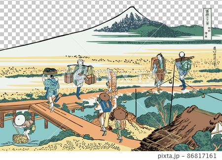 葛飾北斎イメージ相州仲原題名入り白バック 86817161