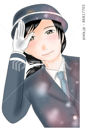 鉄道女性職員の笑顔のイラスト 6 のイラスト素材