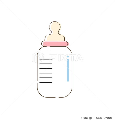 ベクター素材 かわいいシンプルな赤ちゃんの哺乳瓶アイコンのイラスト素材