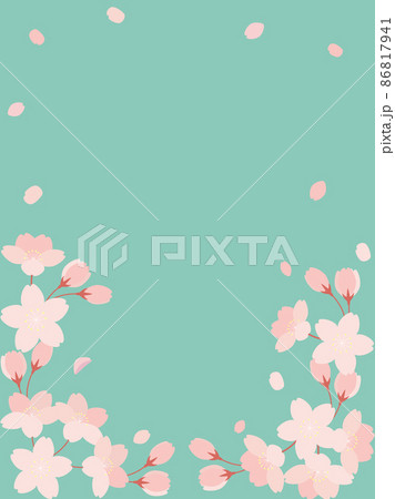 桜の花と花びらのイラストの背景素材 縦長のイラスト素材 桜の花と花びらのイラストの背景素材 縦長のイラスト素材