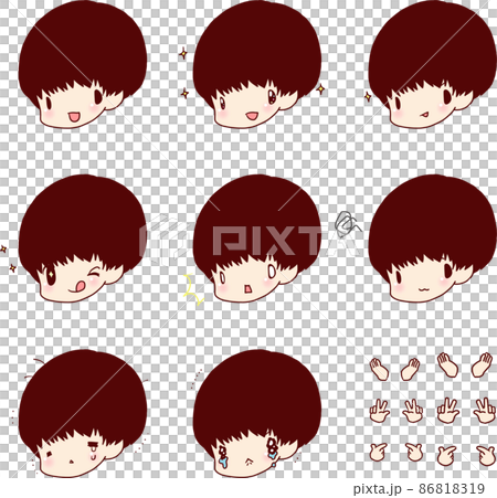 マッシュ 男の子 表情 セットのイラスト素材