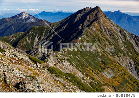 南アルプス・間ノ岳から北岳・甲斐駒ヶ岳・八ヶ岳の眺め 86818479