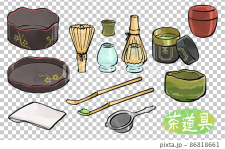 日式觸摸茶具插圖顏色 86818661