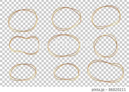 ベクター素材｜かわいい手描きのゴールド吹き出し 86820211