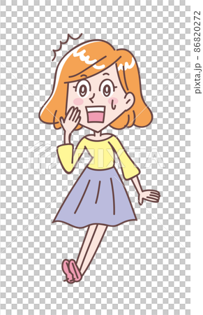 一名年輕女子對驚人的事實感到驚訝 一名年輕女子對驚人的事實感到驚訝 86820272