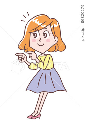 指差しでおすすめを紹介する若い女性 指差しでおすすめを紹介する若い女性 86820279