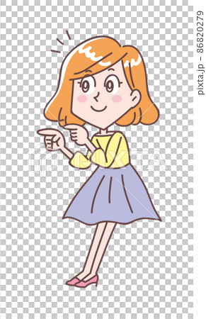 指差しでおすすめを紹介する若い女性 指差しでおすすめを紹介する若い女性 86820279