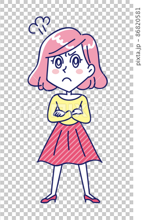 年輕女子對她的雙臂感到憤怒 年輕女子對她的雙臂感到憤怒 86820581
