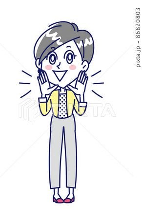 大きな声で呼びかける若い女性 86820803