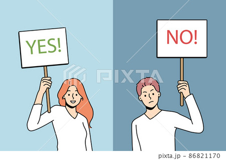 Saying yes or no concept. 86821170