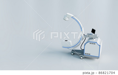 C arm real time x-ray machine in operation room on white background 86821704