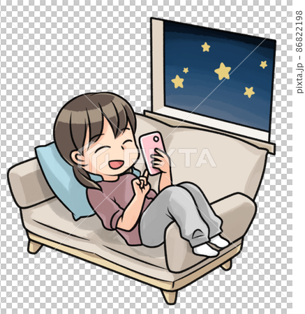 一個痴迷於智能手機並過夜的女孩 一個痴迷於智能手機並過夜的女孩 86822198