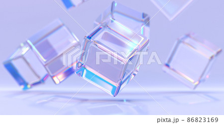 Iridescent crystal cubes or blocks on purple - Stock Illustration  [86823169] - PIXTA