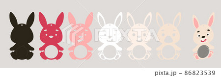 Cute bunny candy ornament. Layered paper decoration treat holder for dome. Hanger for sweets, candy for birthday, baby shower, easter, christmas. Print, cut out, glue. Vector stock illustration. Cute bunny candy ornament. Layered paper decoration treat holder for dome. Hanger for sweets, candy for birthday, baby shower, easter, christmas. Print, cut out, glue. Vector stock illustration. 86823539