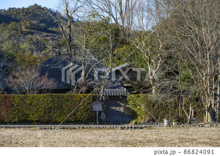 午後の嵐山、落柿舎を望む（冬）の写真素材 [86824091] - PIXTA