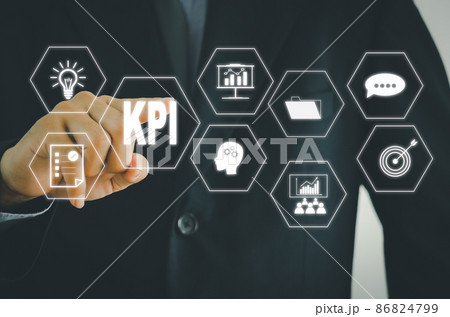 Key Performance Indicator KPI.businessman touch icon digital screen interface.Business Technology and network concept. Key Performance Indicator KPI.businessman touch icon digital screen interface.Business Technology and network concept. 86824799