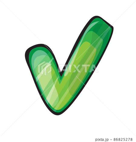 Green check button icon. Vector illustration design. Cartoon style 86825278