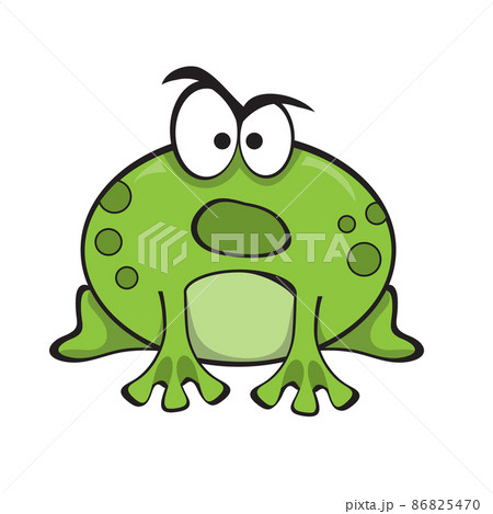 A cartoon illustration of a frog looking angry and screams. Emotional character 86825470