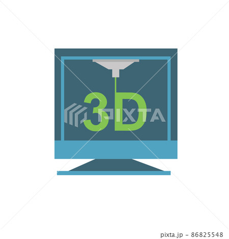 3D Printer in cartoon flat style isolated on white background. 86825548