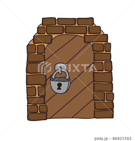 Door of castle. Entrance to fairy tale fortress or stone medieval old wall Door of castle. Entrance to fairy tale fortress or stone medieval old wall 86825562